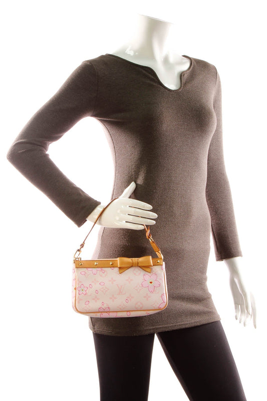 Cherry Blossom Pochette Accessories Bag - Pink Monogram
