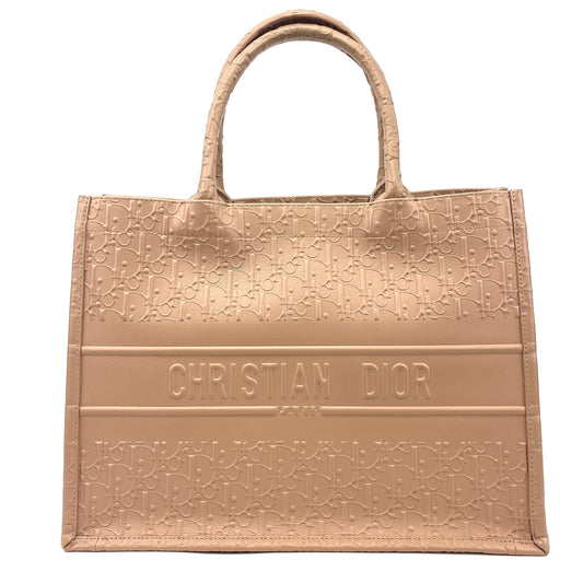 CHRISTIAN DIOR Calfskin Embossed Oblique Small Book Tote