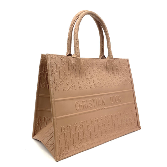 CHRISTIAN DIOR Calfskin Embossed Oblique Small Book Tote